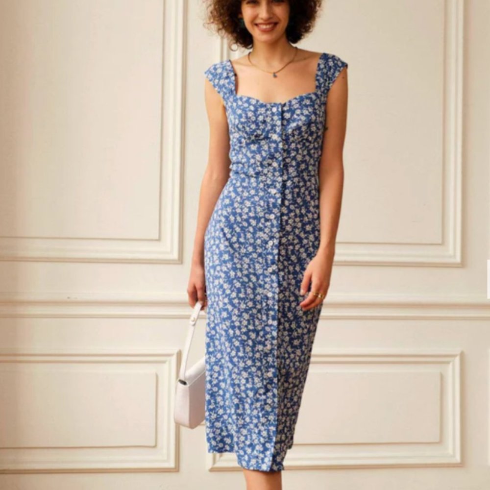 NWT Rihoas Floral Midi Dress in XS